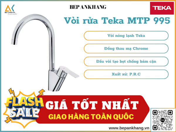 Vòi rửa Teka MTP 995 - Chất liệu đồng thau mạ Chrome - Sản xuất tại nhà máy Teka 